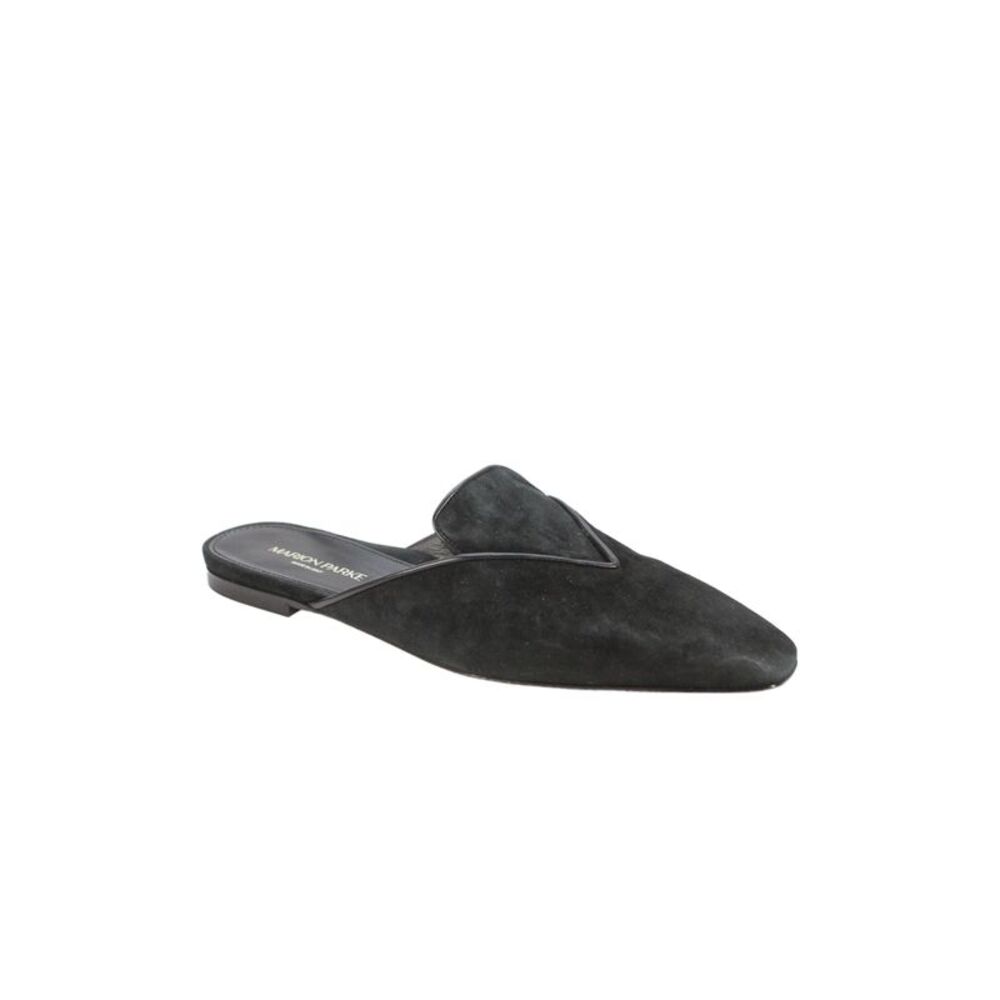 Marion Parke Womens Suede Flat Mules Shoes Black Size 8.5